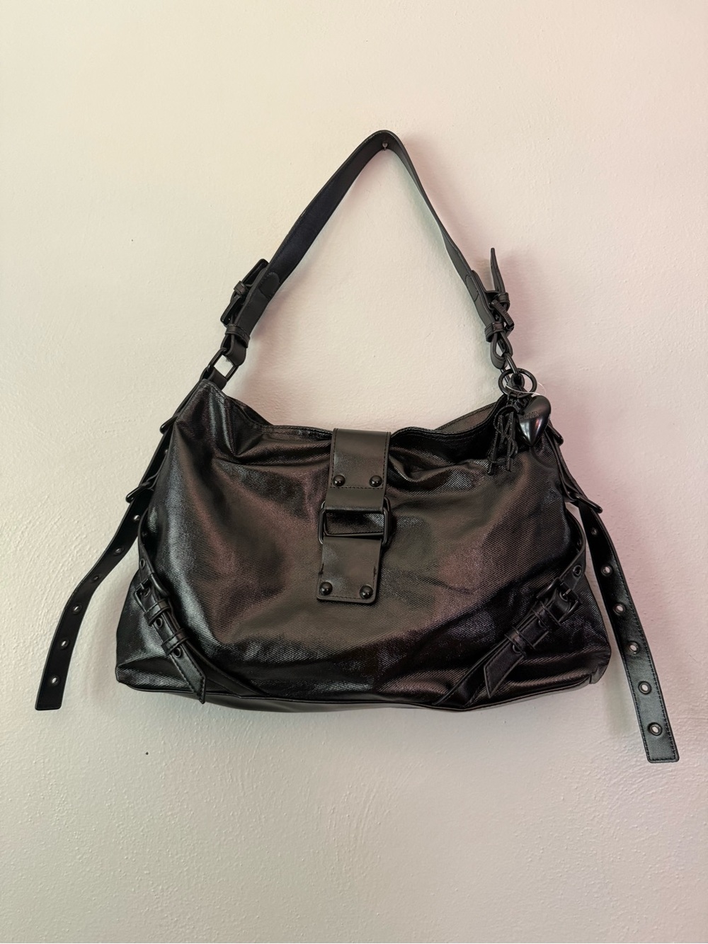 Steve Madden Black Shoulder Bag with Buckle Detail